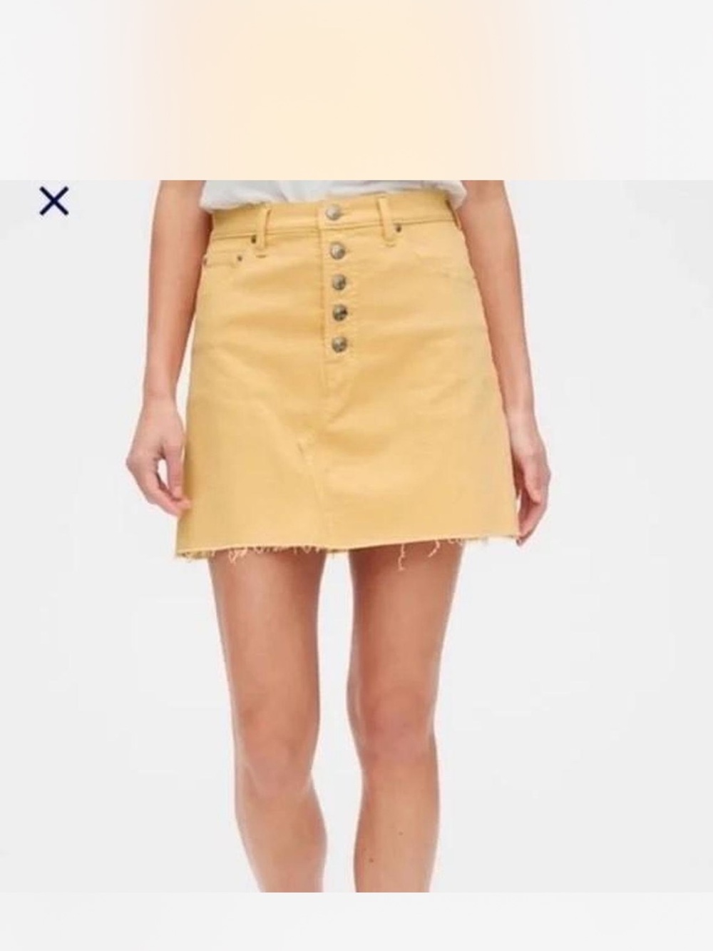 GAP Yellow Button-Front Denim Mini Skirt